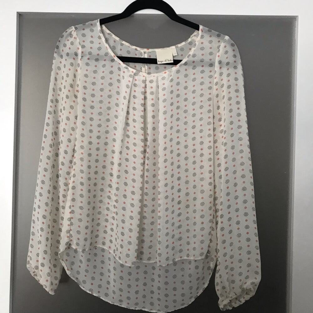 Kaya di koko cream printed sheer blouse small